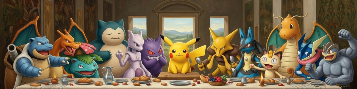 Pokémon Last Supper Ceramic Wall Tile - 24"x6"
